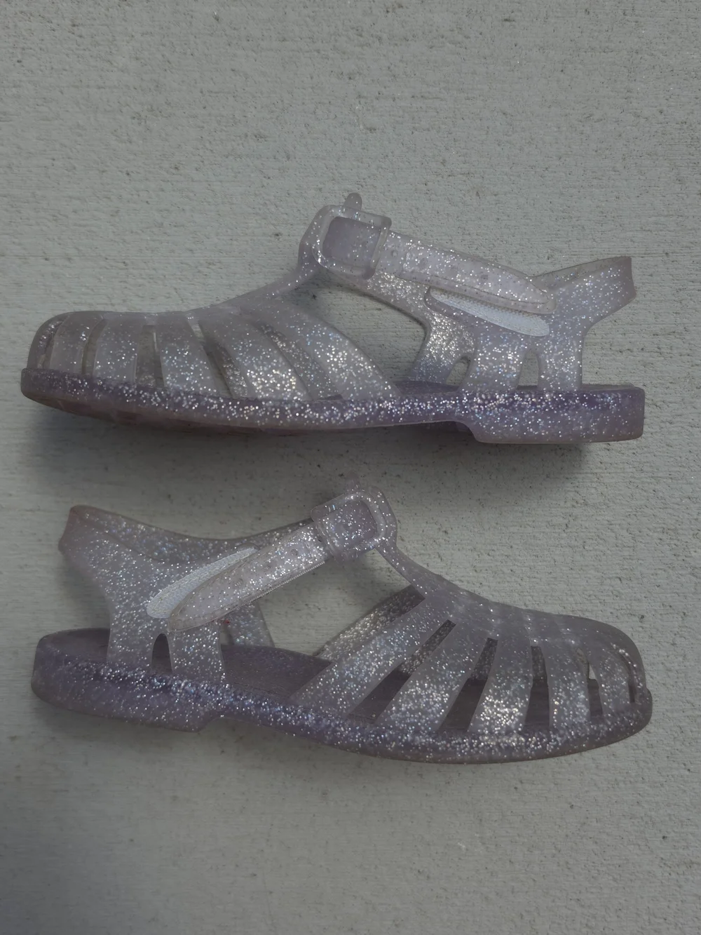 Tucker & Tate Toddler Girl Purple Glitter Jelly Sandals Easy Close Size 11